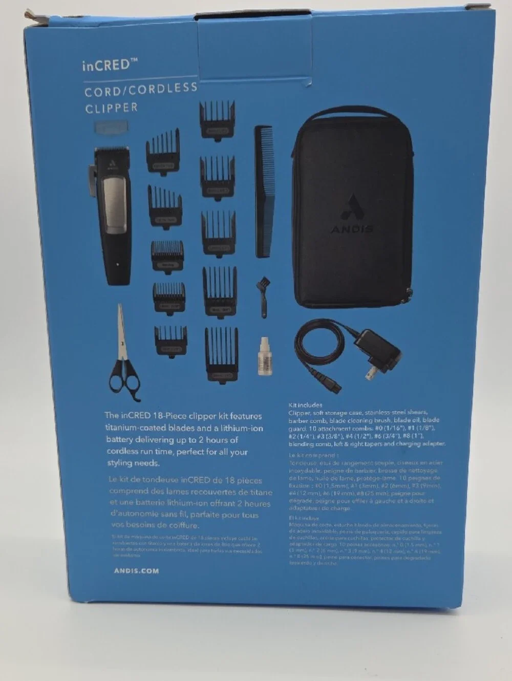 Andis Black and Silver Cord/Cordless Hair Clipper Kit